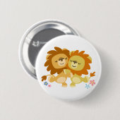 Twee Cute Cartoon Lions Tango Button Badge (Voorkant /achterkant)