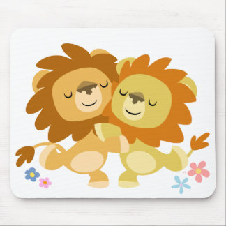 Twee Cute Cartoon Lions Tango Mousepad Muismat