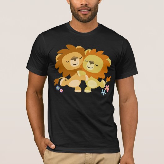 Twee Cute Cartoon Lions Tango T-Shirt (Voorkant)