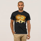 Twee Cute Cartoon Lions Tango T-Shirt (Voorkant volledig)