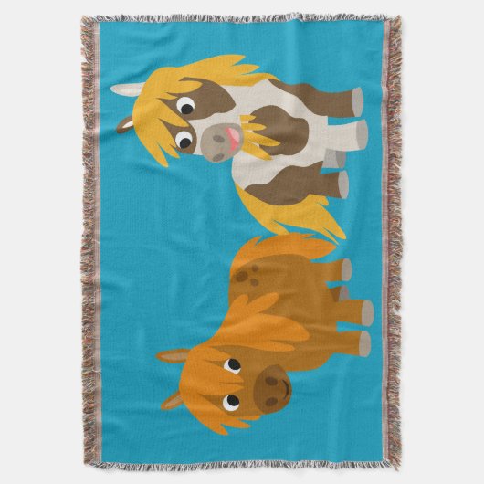 Twee Cute Cartoon Ponies Deken (Voorkant Verticaal)