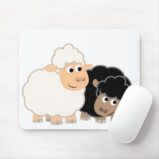 Twee Cute Cartoon Sheep Mousepad Muismat (Met muis)