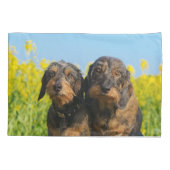 Twee Cute Dachshund Dogs Dackel Foto Pillow-Hoesje Kussensloop (Achterkant)