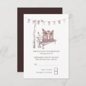 Twee Cute Dogs op Park Bench RSVP Weddenschap (Voorkant / Achterkant)