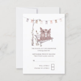Twee Cute Dogs op Park Bench RSVP Weddenschap Kaartje