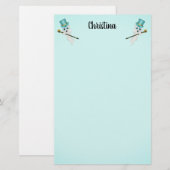 Twee Cute Ghosts Blue Eyes Aqua Top Hats Skull Can Briefpapier (Voorkant / Achterkant)