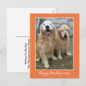 Twee Cute Golden Retriever Dogs Thanksgiving Feestdagenkaart (Voorkant / Achterkant)