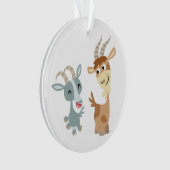 Twee Cute Happy Cartoon Goats Acrylornament Orname Ornament (voorkant)