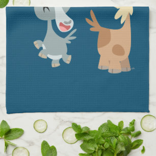 Twee Cute Happy Cartoon Goats Kitchen Towel Theedoek