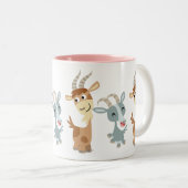 Twee Cute Happy Cartoon Goats Mok (Voorkant rechts)