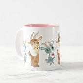 Twee Cute Happy Cartoon Goats Mok (Voorkant links)