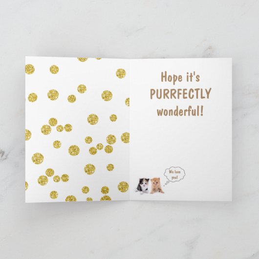 Twee Cute Kittens Birthday Kaart (Binnen)