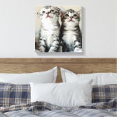 Twee Cute Kittens Canvas Afdruk (Insitu (Slaapkamer))