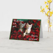Twee Cute Kittens en Red Poinsettias Kaart (Gele Bloem)