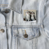 Twee Cute Kittens Vierkante Button 5,1 Cm (In situ)