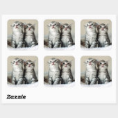 Twee Cute Kittens Vierkante Sticker (Vel)