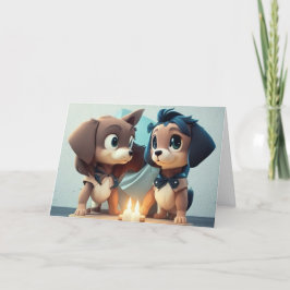 Twee Cute kleine puppies die een verjaardag vieren Bedankkaart