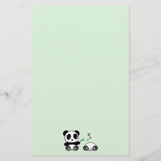 Twee Cute Little Pandas op Green Briefpapier (Voorkant)
