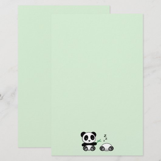 Twee Cute Little Pandas op Green Briefpapier (Voorkant / Achterkant)