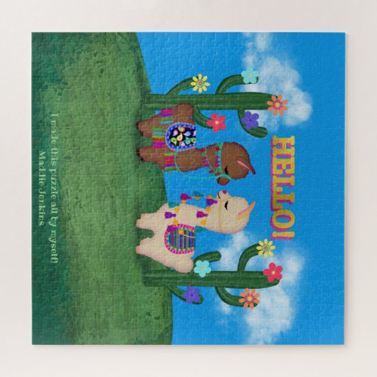 Twee Cute Llamas | U personaliseert Kinderen Legpuzzel (Horizontaal)