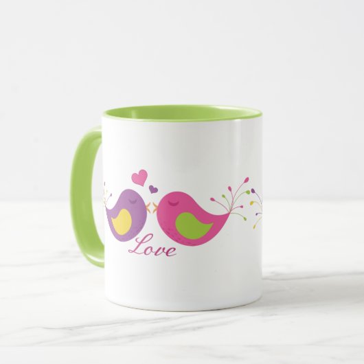 Twee Cute Lovevogels Mok (Voorkant links)