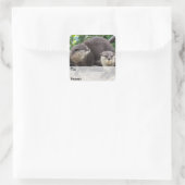 Twee Cute Otters | Otter Vierkante Sticker (Tas)