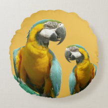 Twee Cute Parrots Round Pillow