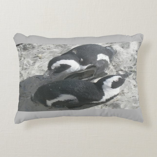 Twee Cute Penguins Accent Pillow Accent Kussen (Voorkant)