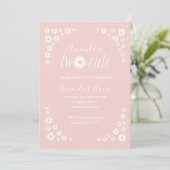 Twee Cute Pink Daisy Floral Boho Birthday Kaart (Staand voorkant)