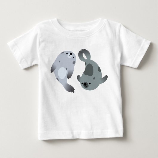 Twee Cute Playful Cartoon Harp Seals Baby T-Shirt (Voorkant)