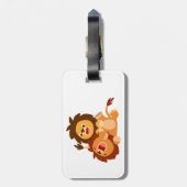 Twee Cute Playful Cartoon Lions Bagagelabel (Achterkant verticaal)