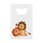 Twee Cute Playful Cartoon Lions Bottle Opener Creditkaart Flessenopener (Achterkant)