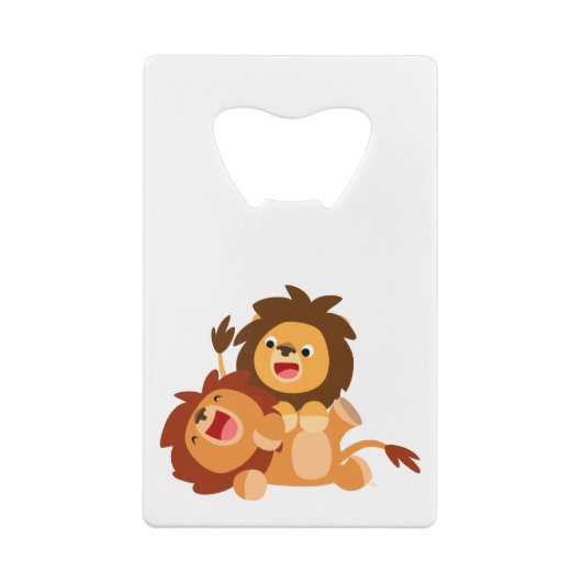 Twee Cute Playful Cartoon Lions Bottle Opener Creditkaart Flessenopener (Achterkant)
