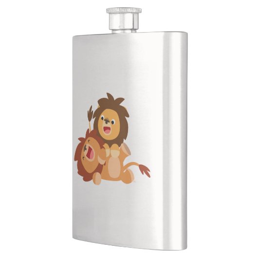 Twee Cute Playful Cartoon Lions Classic Flastic Heupfles (Links)