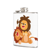 Twee Cute Playful Cartoon Lions Hip Flask Heupfles (Links)