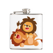Twee Cute Playful Cartoon Lions Hip Flask Heupfles (Voorkant)