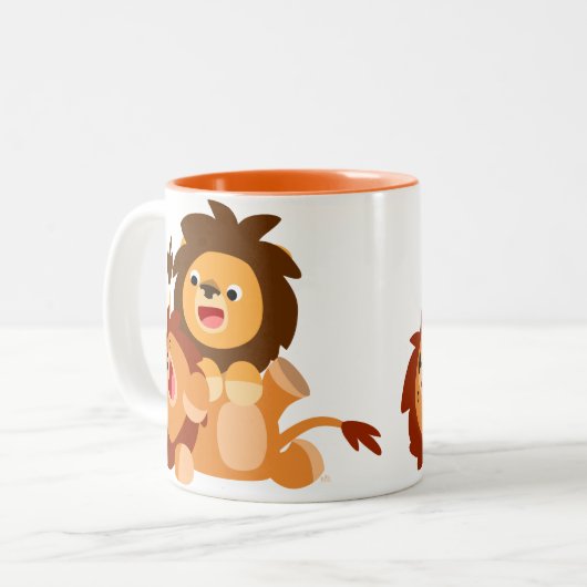 Twee Cute Playful Cartoon Lions Mok (Voorkant links)