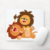 Twee Cute Playful Cartoon Lions Mousepad Muismat (Met muis)