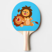 Twee Cute Playful Cartoon Lions Ping Pong Paddle Tafeltennisbatje (Voorkant)