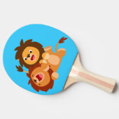 Twee Cute Playful Cartoon Lions Ping Pong Paddle Tafeltennisbatje (Zijkant)