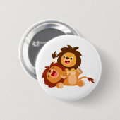 Twee Cute Playful Cartoon Lions Ronde Button 5,7 Cm (Voorkant /achterkant)