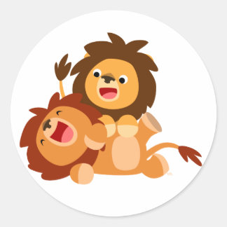 Twee Cute Playful Cartoon Lions Sticker
