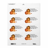 Twee Cute Playful Cartoon Lions Verzendlabel (Full Sheet)