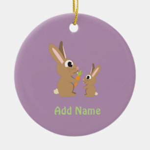 Twee Cute Rabbits delen een wortel Keramisch Ornament