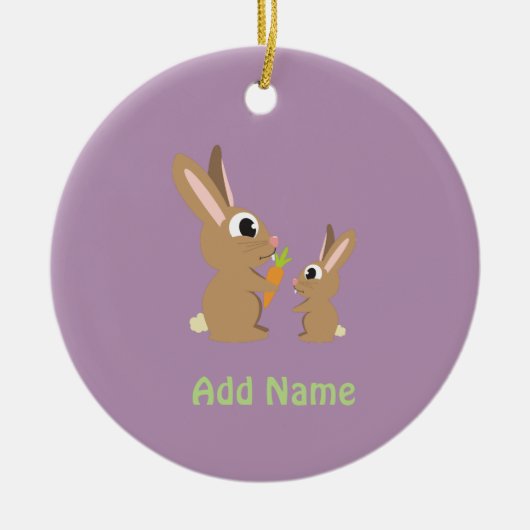 Twee Cute Rabbits delen een wortel Keramisch Ornament (Voorkant)