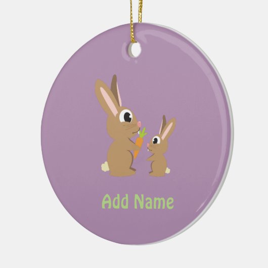 Twee Cute Rabbits delen een wortel Keramisch Ornament (Links)