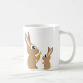 Twee Cute Rabbits delen een wortel Koffiemok