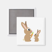 Twee Cute Rabbits delen een wortel Magneet (Voorkant / Achterkant)