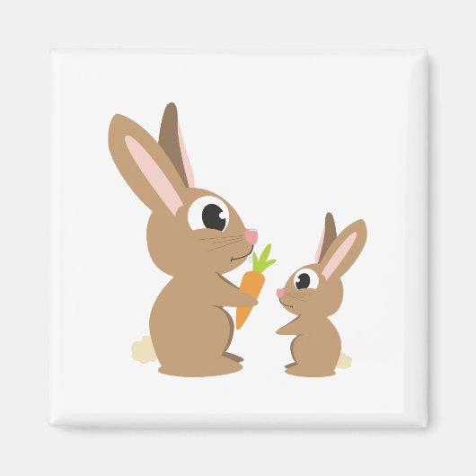 Twee Cute Rabbits delen een wortel Magneet (Voorkant)
