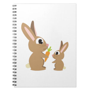 Twee Cute Rabbits delen een wortel Notitieboek